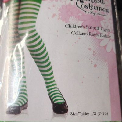 Enchanted Costumes  Children's Green Striped Tights Size L/G 4710